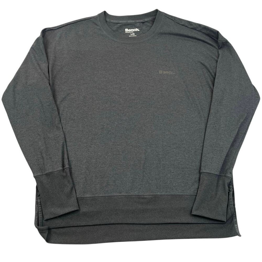 Bench Urbanwear Women's Charcoal Gray Thumbhole Crewneck Sweatshirt Pullover L